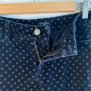 Ann Taylor blue corduroy polka dot curvy jeans.